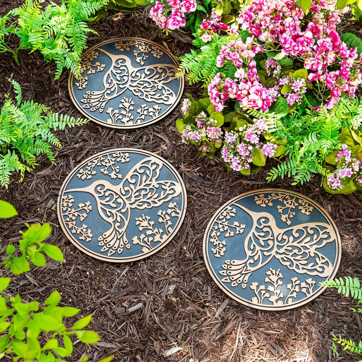 Recycled Rubber Stepping Stones, Set of 3