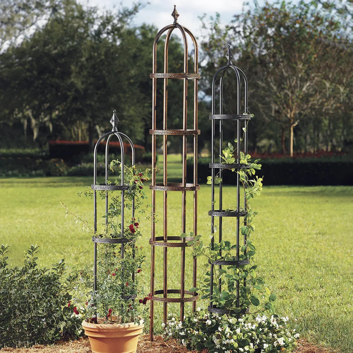 Powder-Coated Steel Garden Obelisk