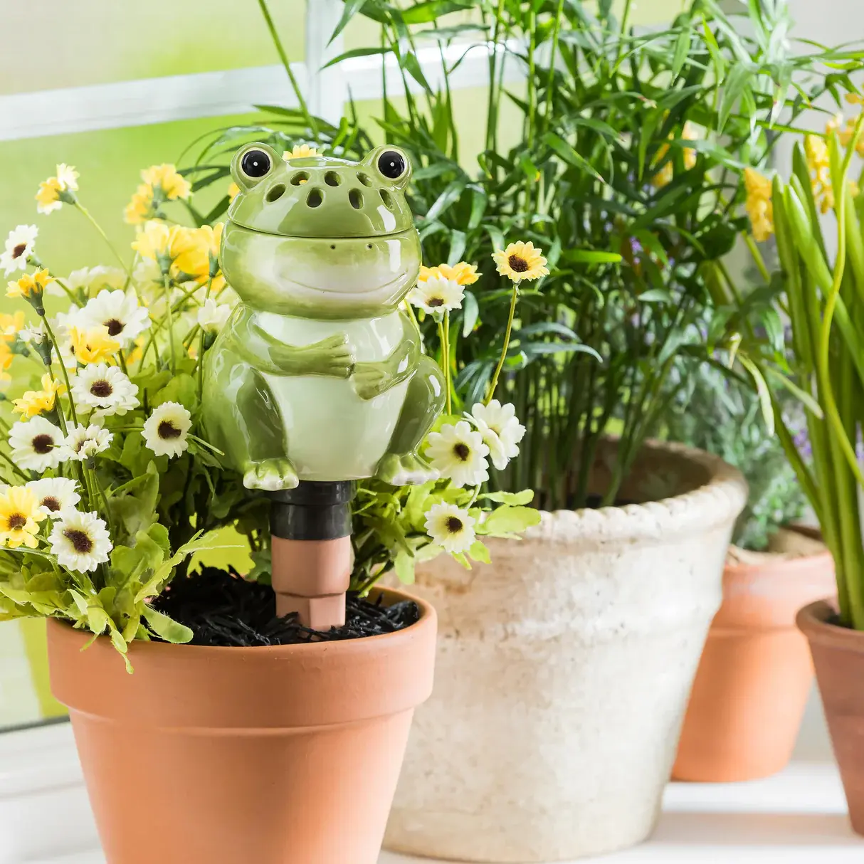 Whimsical Ceramic Fruit Fly/Gnat Trap with Watering Globe