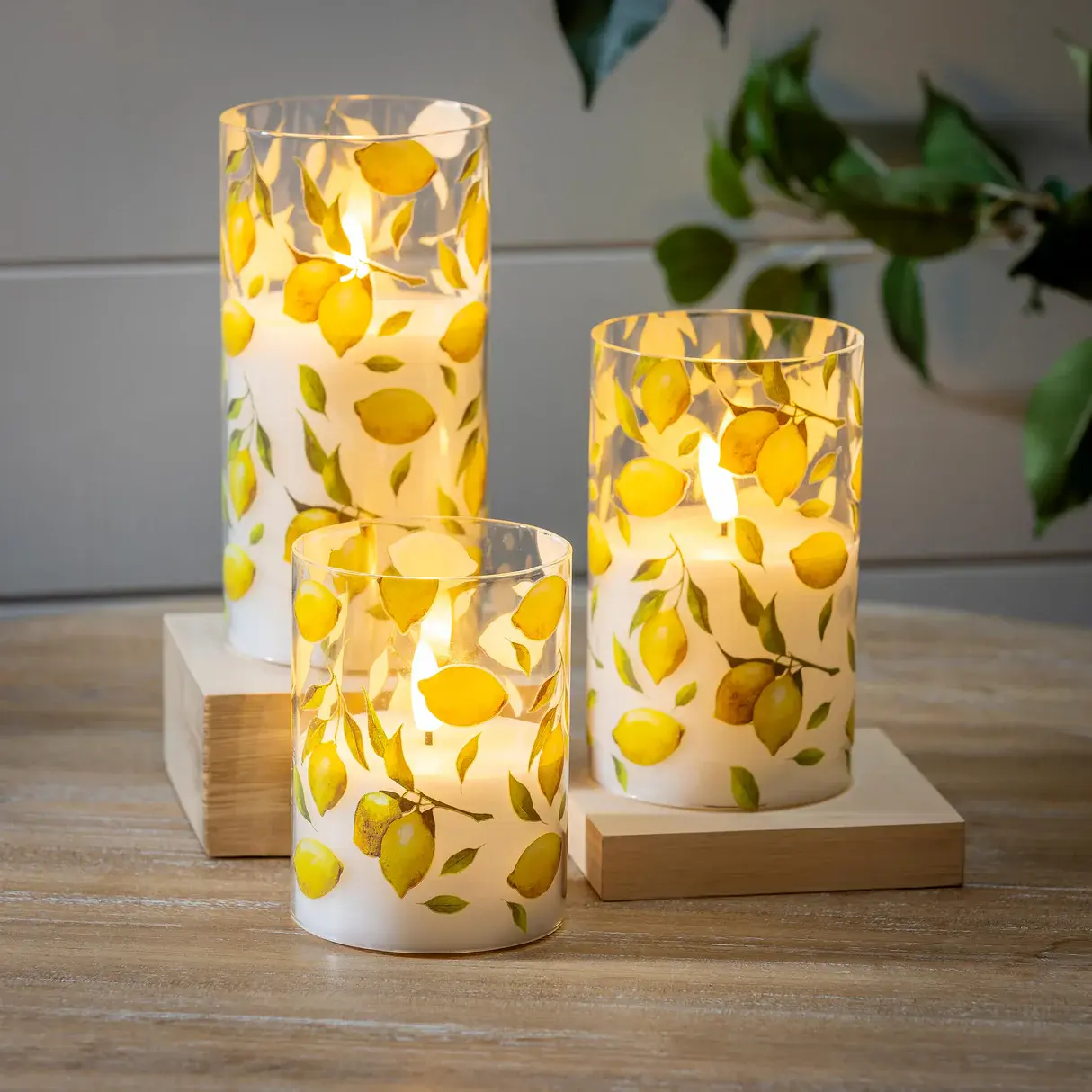 Lemon LED Glass Wax Candle Set