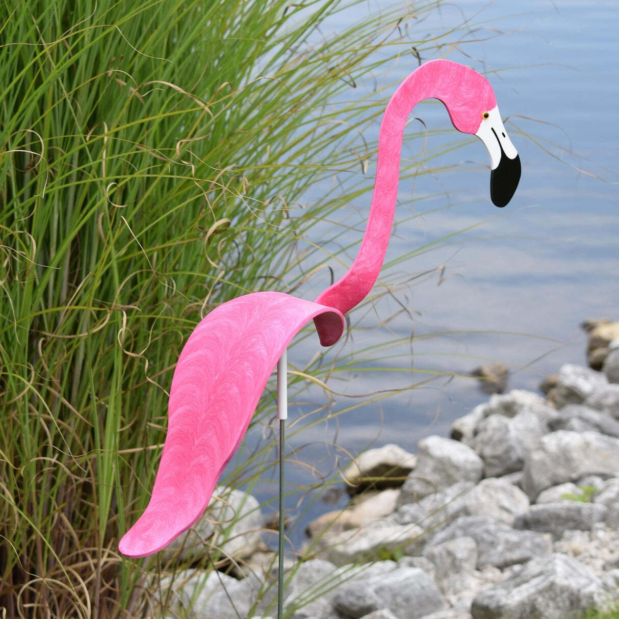 Hot Pink Dancing Flamingo Sculpture